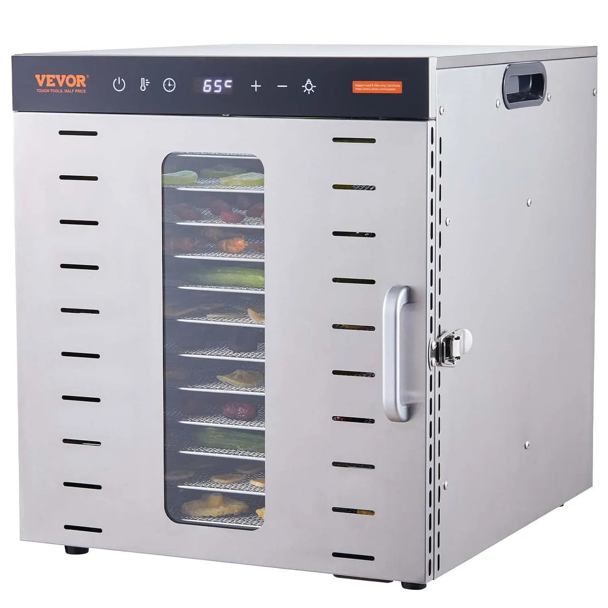 VEVOR Asciugatrice, 46x42x46,5 cm, 1000 W, 30 a 90 °C, acciaio inox, Macchina Essiccatrice Alimentare Domestica 46x42x46,5 cm