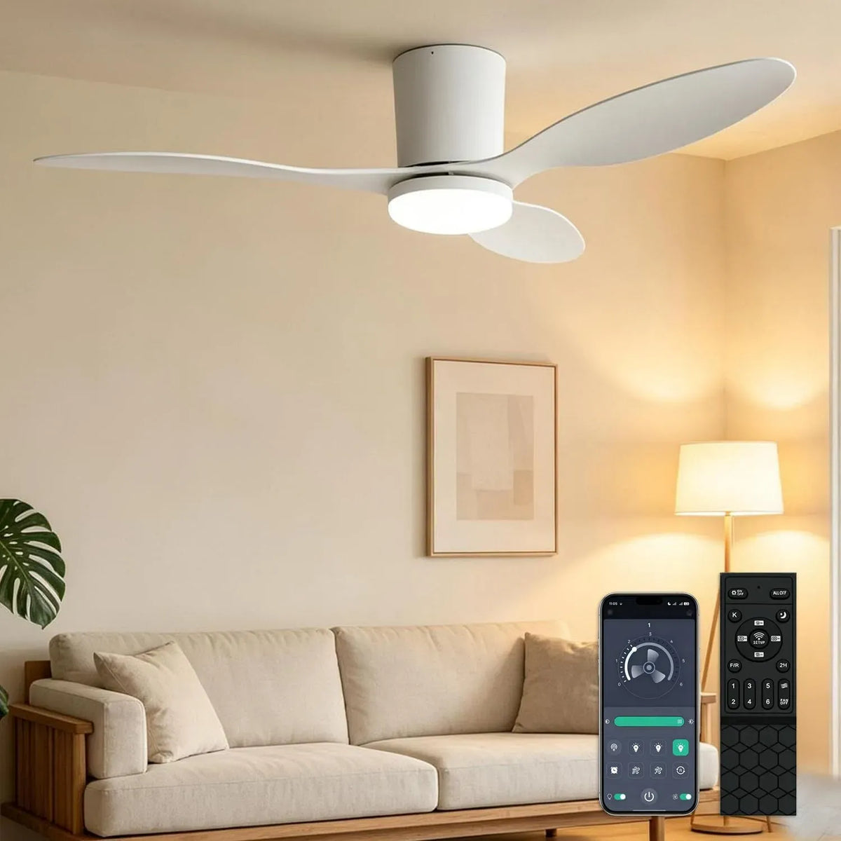 Ventilatore, 100CM, timer, LED Fan Plafoniera con Luce