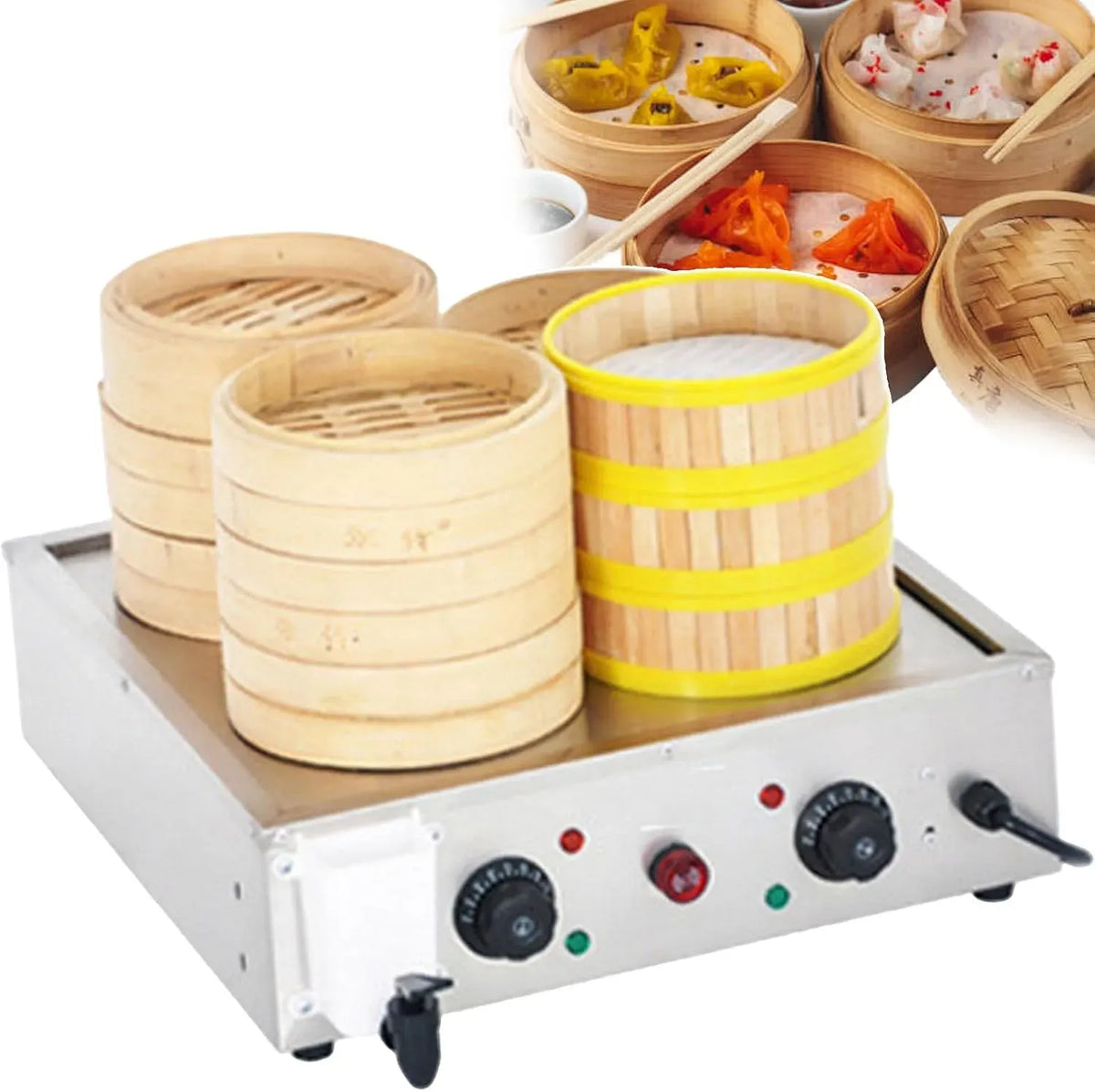 Macchina per Mantenere, Macchina per Panini, piastra per panini e sandwich, vapore, professionale, per Panini al Vapore A Quattro Fori