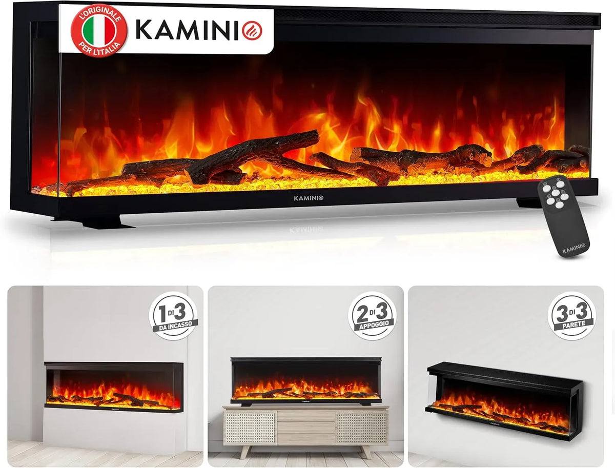 PRO 60 KAMINIO® Lea Camino elettrico da incasso, parete o appoggio