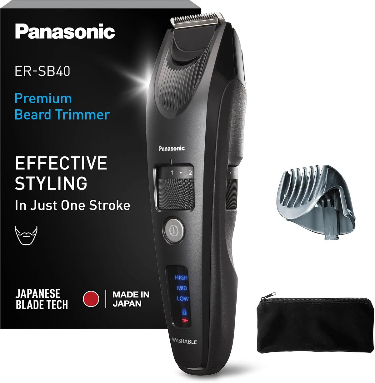 Panasonic ER-SB40-K803 Regolabarba, Batteria, Cavo, portatile, IP65, nero