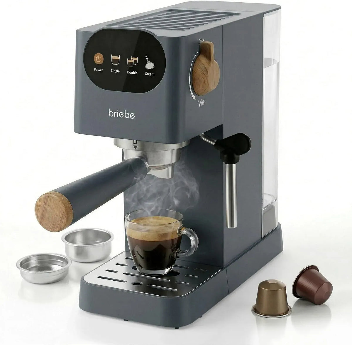 Nespresso Montalatte, 1,2 L, 1350 W, cappuccinatore, touch, professionale, grigio, briebe Nordic Macchina Caffè Espresso 20 Bar, Display Touch