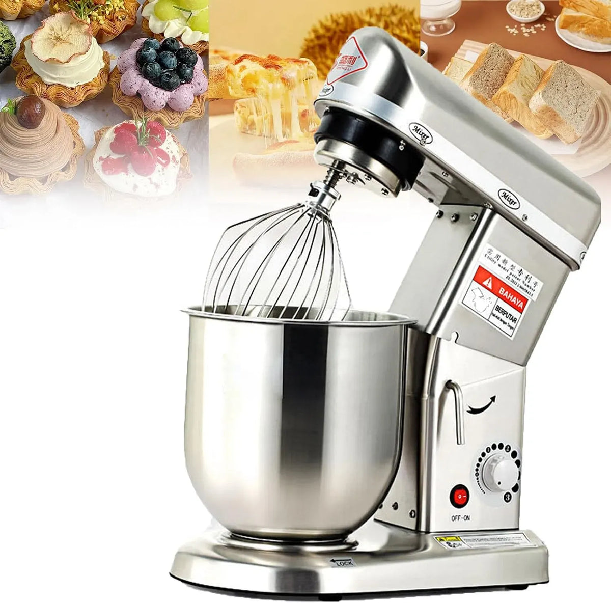 Impastatrice planetaria elettrica con Ciotola, Frusta, per impastatrice planetaria Professionale, impastatrice Multifunzione da Cucina a 3 velocità