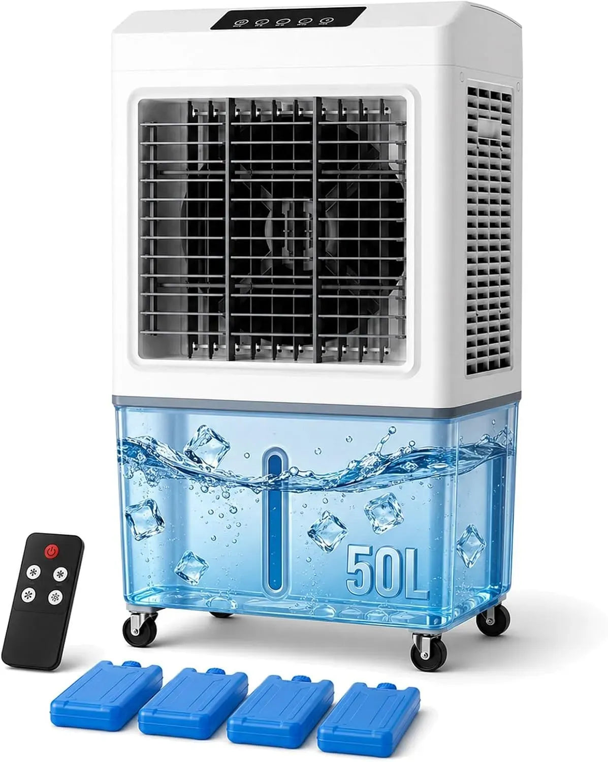Ventilatore, ampio serbatoio, professionale, ventola per circolazione dell'aria, Raffrescatore Evaporativo Professionale