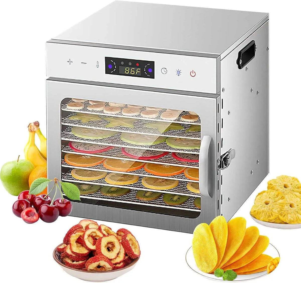 Disidratatore alimentare 400 W, 8 vassoi in acciaio inox regolabili