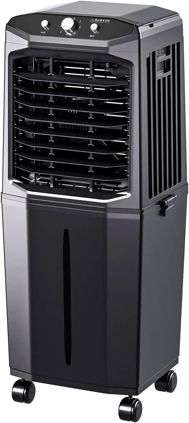 Raffrescatore evaporativo Industriale, per Uso Industriale e Domestico, Serbatoio da 60 Litri, 3 velocità, Oscillazione a 120°, Timer da 12 Ore