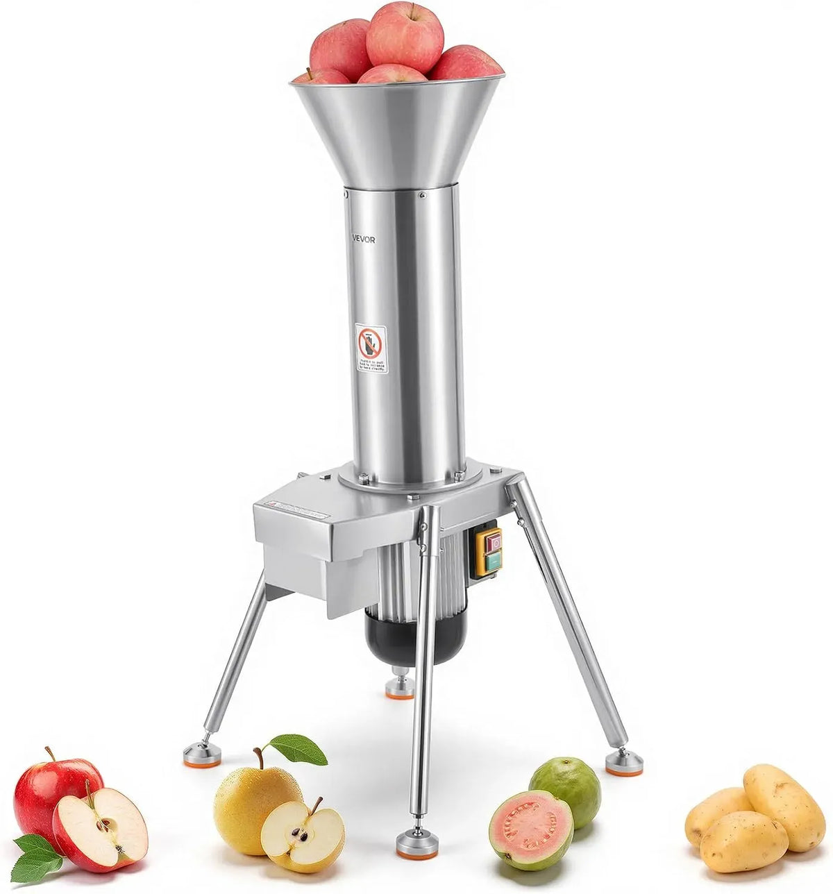 VEVOR Macchina per Lavorazione, Mulino per Frutta, estrattore di succo e spremiagrumi, 1100 W, 164 kg, acciaio inox, per Frutta Spremiagrumi 1100 W