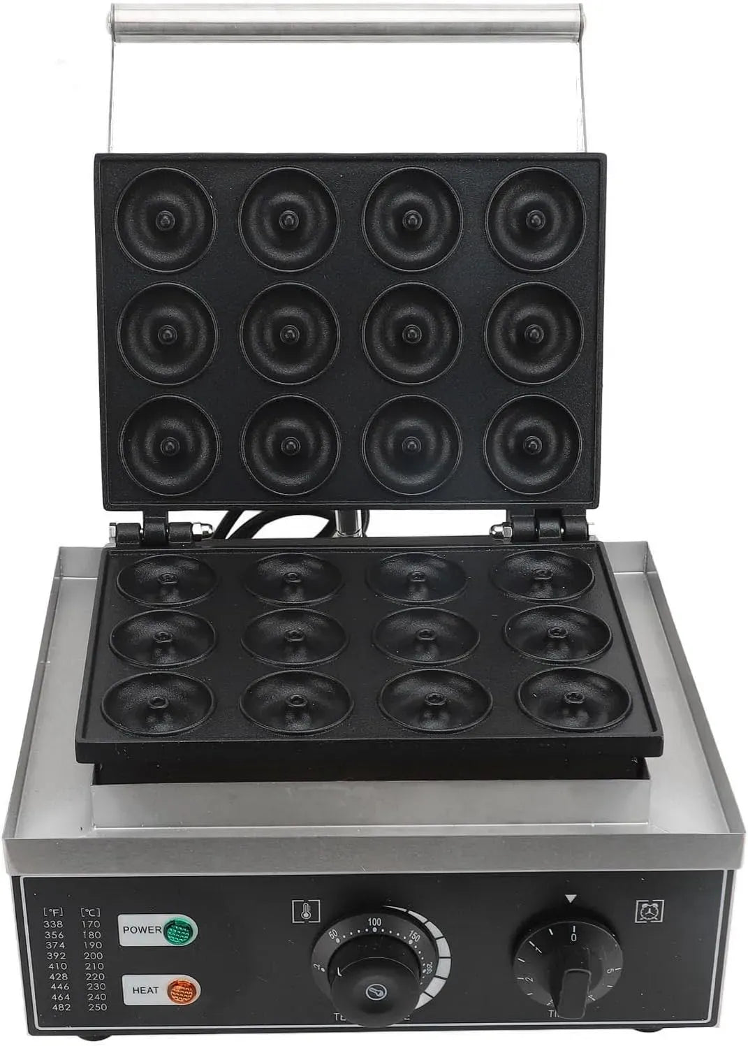 Macchina per ciambelle, 12 cavità, donut maker, TARSHYRY, timer, professionale, ristoranti, rivestimento antiaderente, acciaio inox