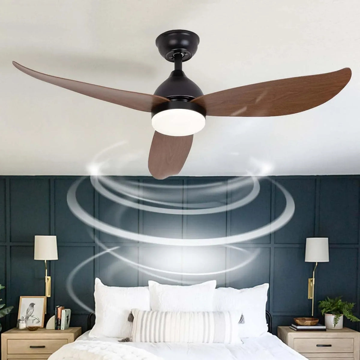 Ventilatore, 138cm, LED Cucina-138cm, ventola per circolazione dell'aria, Lampadario Con Ventilatore Da Soffitto Smart