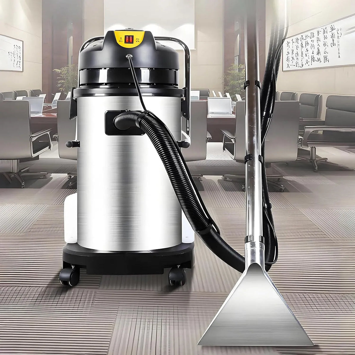 Aspirapolvere, 30 L, acciaio inox, Aspirazione a 230 Mbar, per Pulizia di Tappezzeria e Tappeti in Casa, Hotel e Ufficio 30L, Acciaio Inossidabile