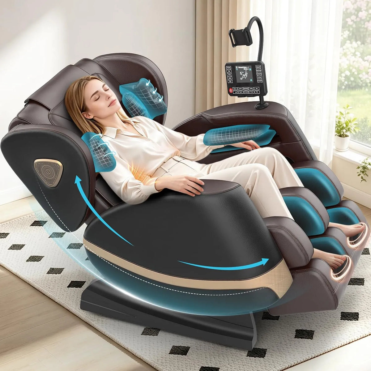 Poltrona relax con massaggio, touch, Bluetooth, nero, Altoparlanti Bluetooth e Touchscreen