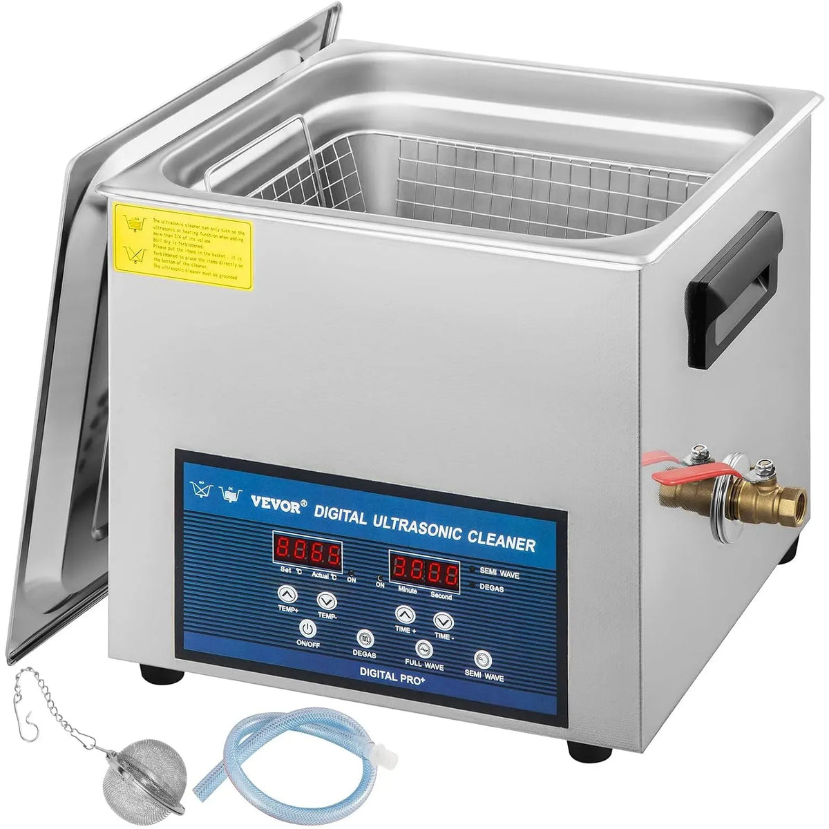 VEVOR 28/40kHz vasca per pulizia a ultrasuoni, Pulitore, 10 L, 220 V, professionale, acciaio inox, funzione riscaldante