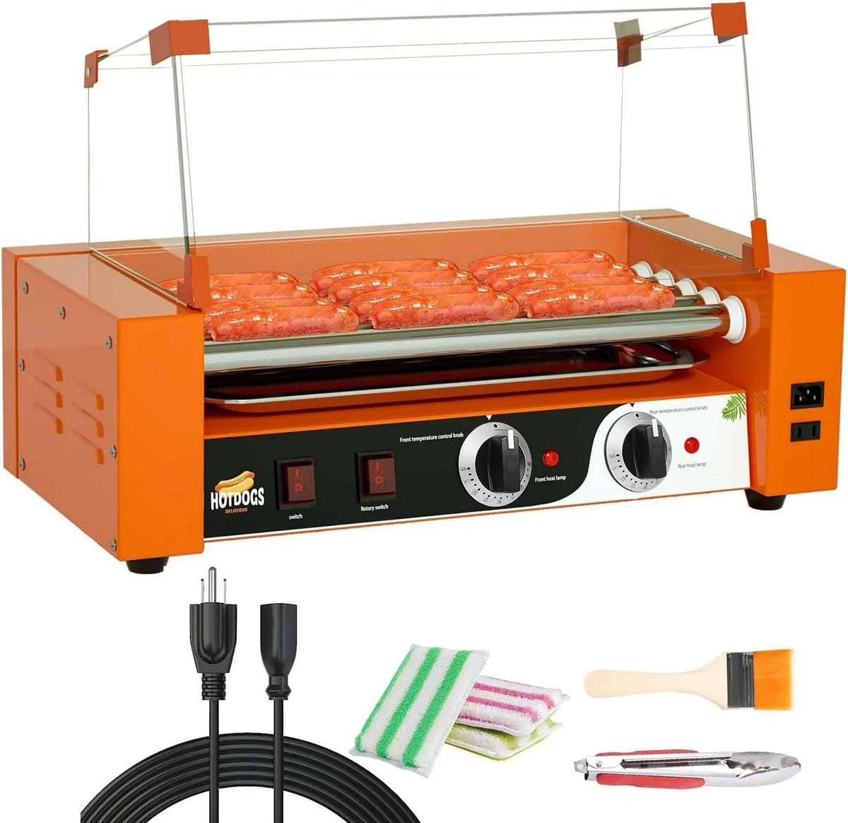 5roll macchina per hot, Griglia, 1000 W, 0 a 250 °C, professionale, rivestimento antiaderente, per hot dog commerciale
