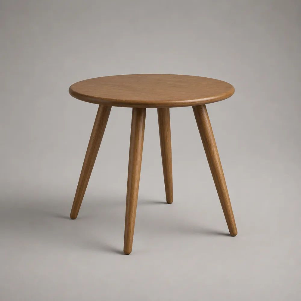 Tavolino rotondo in legno massello marrone naturale, Ø 50 × H 50 cm