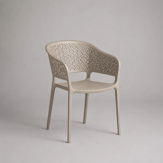 Sedia da giardino con braccioli in plastica beige, 58 x 57 x 83 cm