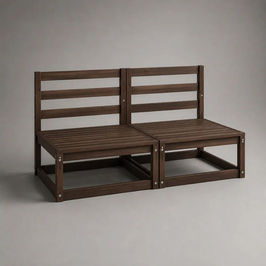 Divano modulare da giardino a 2 posti in legno massello marrone scuro, 140 × 70 × 67 cm