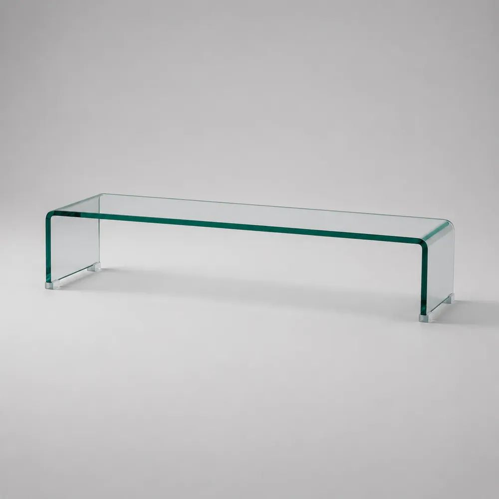 Mobile porta TV in vetro curvato trasparente, 120 × 40 × 35 cm