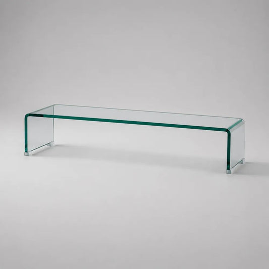 Mobile porta TV in vetro curvato trasparente, 120 × 40 × 35 cm