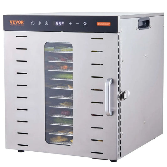 VEVOR Asciugatrice, 46x42x46,5 cm, 1000 W, 30 a 90 °C, acciaio inox, Macchina Essiccatrice Alimentare Domestica 46x42x46,5 cm