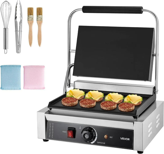 VEVOR piastra per panini e sandwich, Griglia, 34,2x23,5 cm, 2200 W, 2 zone di temperatura, acciaio inox, per Panini 2200W