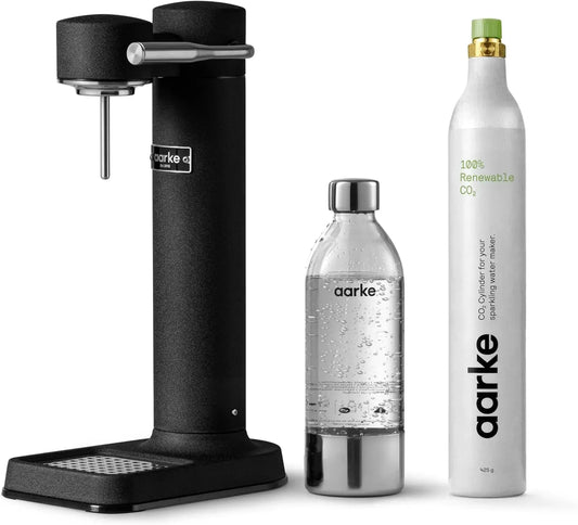 CO2 spray di alta qualità, Aarke Carbonatore 3, finitura nera opaca + cilindro Aarke 60L, 100% rinnovabile
