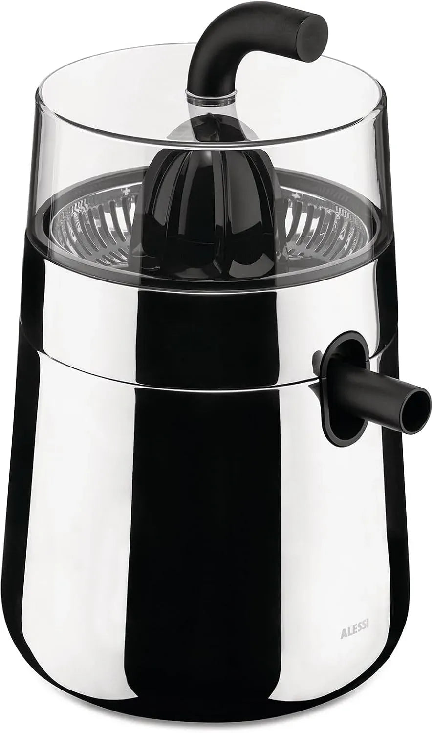 NE02 Presa, estrattore di succo e spremiagrumi, 85 W, acciaio inox, nero, plastica, Alessi