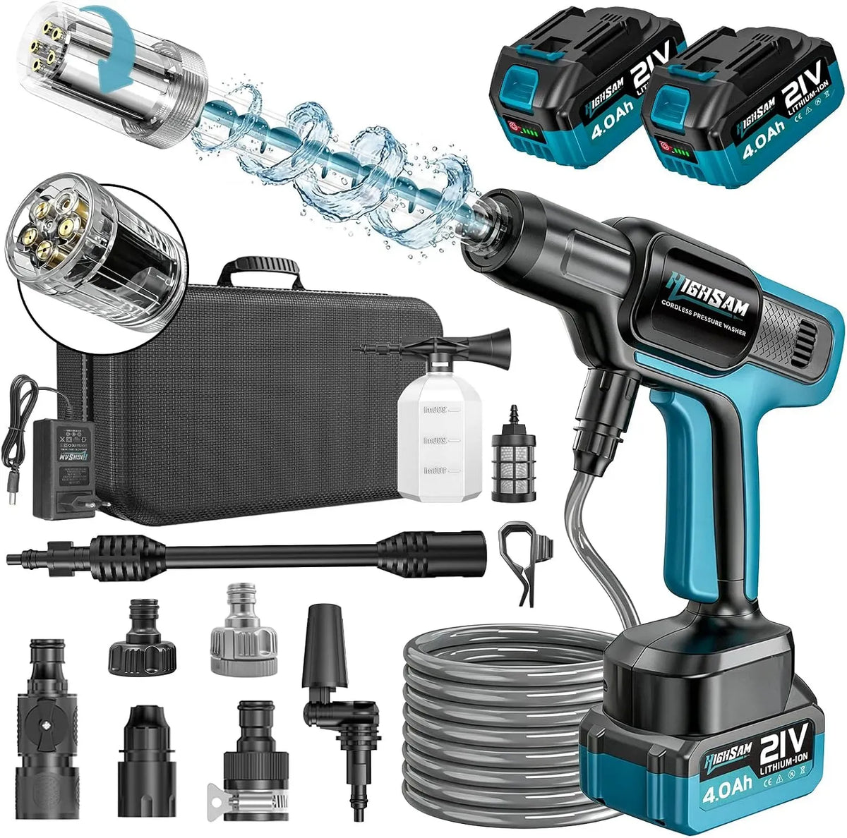 Idropulitrice, 3000 W, 3 velocità, max 120 bar, ugello rotante 5 in 1, motore brushless 3000 W, modalità 3 velocità