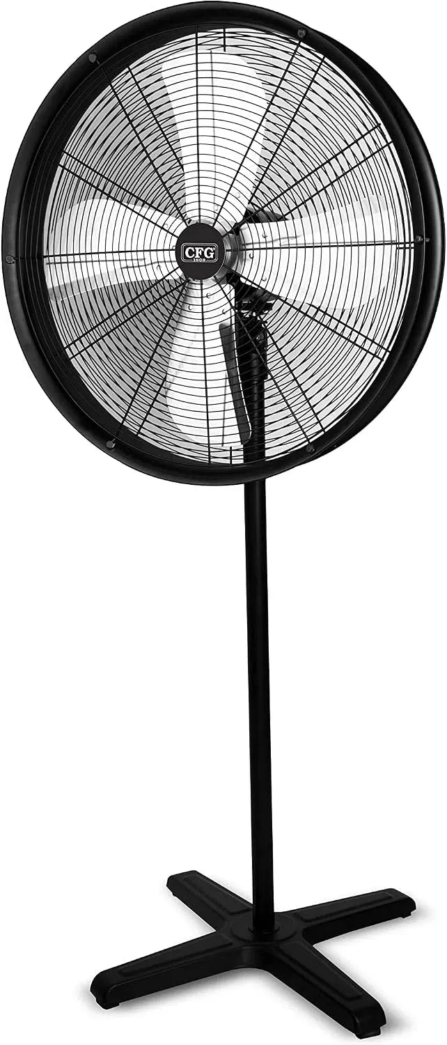 Ventilatore, 65 cm, LUCE QUADRA, bianco, ventola per circolazione dell'aria, Ventilatore a piantana a metallo
