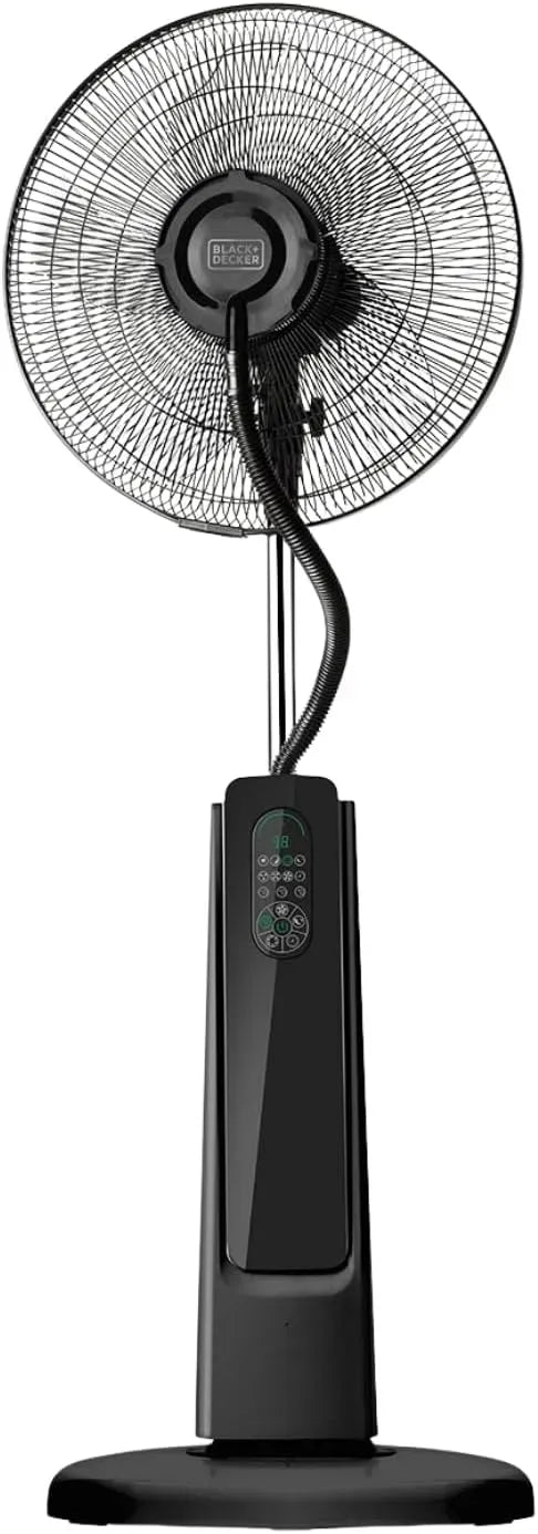 Black+Decker Ventilatore, 75 W, nero, ventola per circolazione dell'aria, Ventilatore a piantana con nebulizzatore 75W