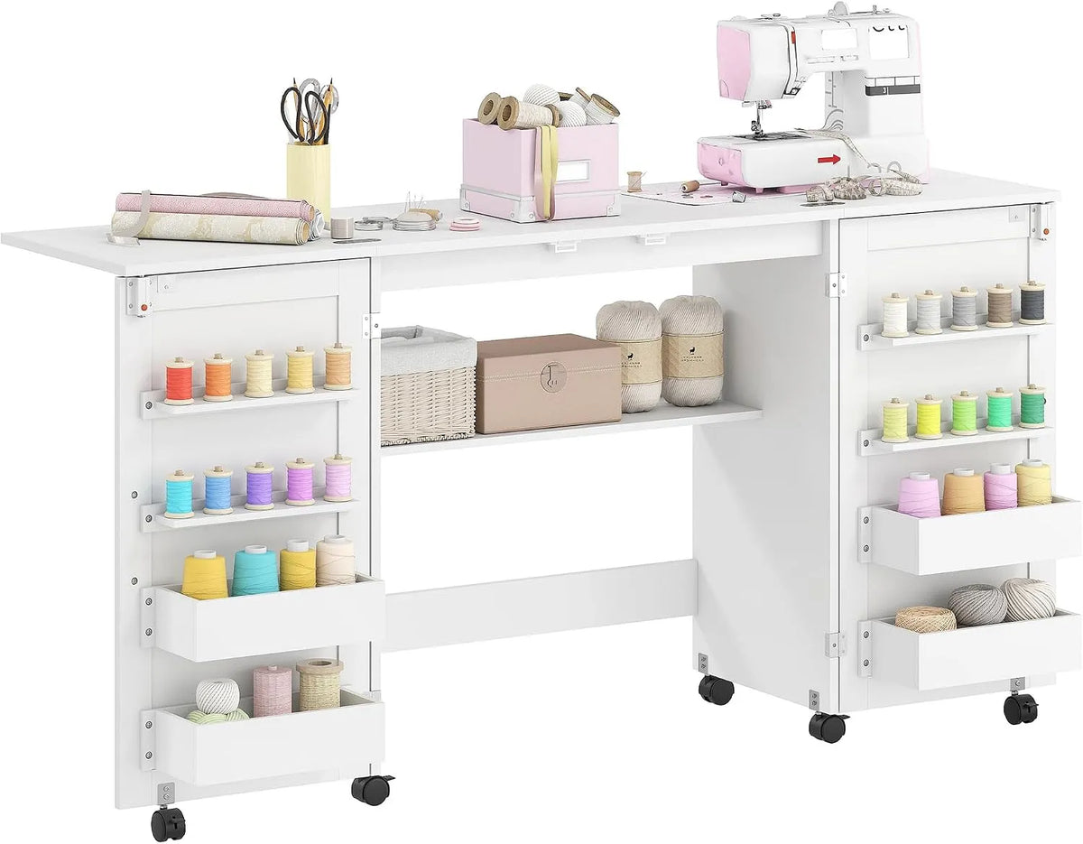 Macchina da Cucire, macchina per cucito elettrica, bianco, per Macchina da Cucire Pieghevole a 2 Ante Magnetiche Bi, HOMCOM