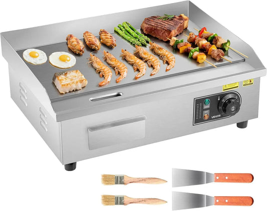 VEVOR Piastra, Griglia, 535 x 300 mm, 3200 W, 50 a 300 °C, professionale, 2 zone di temperatura, acciaio inox