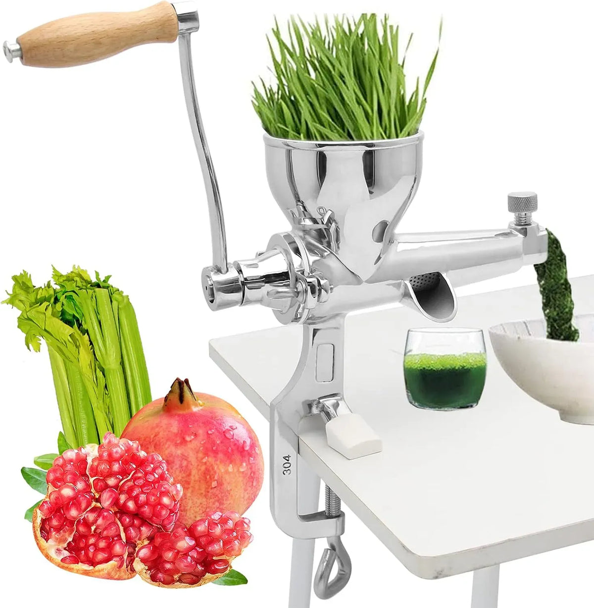 estrattore di succo e spremiagrumi, Tavolo, 5,5 CM, acciaio inox, per Erbe di Grano Spremiagrumi in Acciaio Inox per Frutt