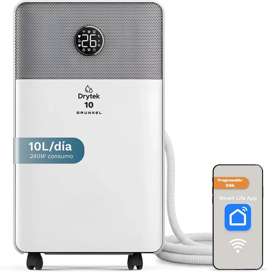 Deumidificatore 10L/giorno 24h, 2 L, 240 W, 100 m³/h, 42 dB, portatile, touch, timer, Wi-Fi, ampio serbatoio, basso consumo silenzioso 42dB timer