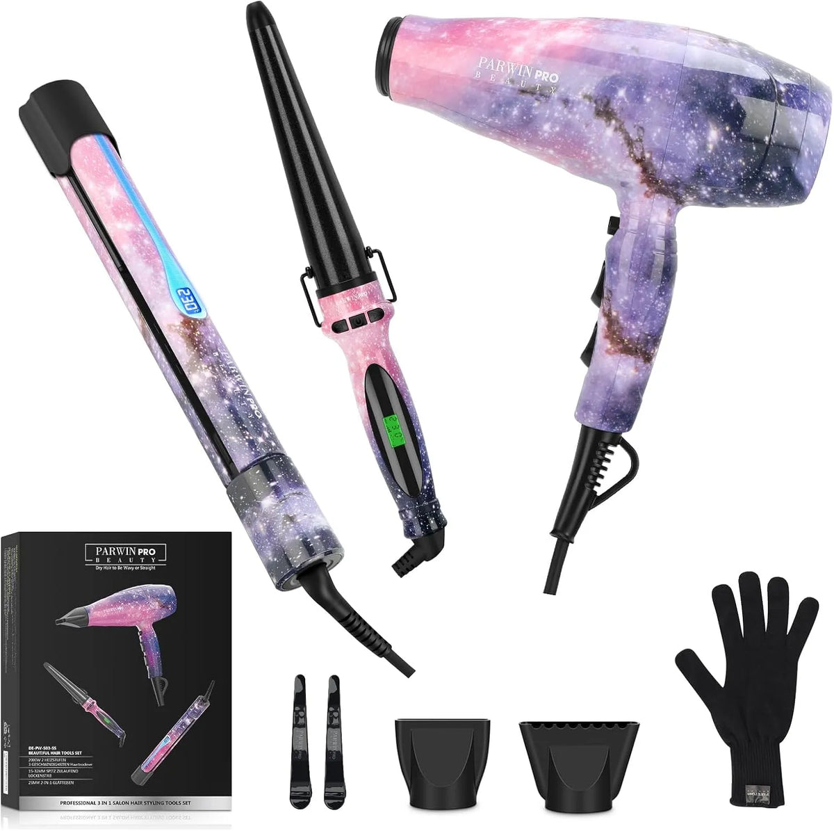 piastra, per capelli 3 in 1, PARWIN PRO, BEAUTY Set per capelli 3 in 1