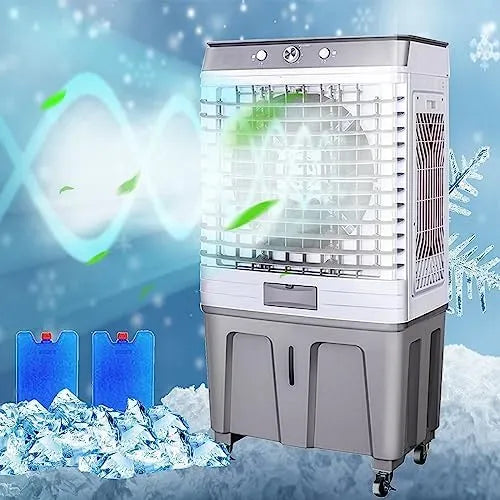Ventilatore, 80 L, industriale, 3 velocità, oscillazione, Raffrescatore evaporativo Industriale da 80 Litri