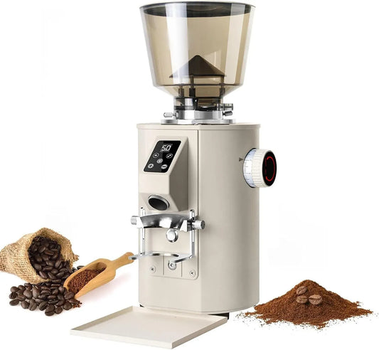 Macchina per caff, macinino per chicchi di caffè, macchina da caffè elettrica, 64 mm, touch, professionale, bianco, per caffè con macina Piatta