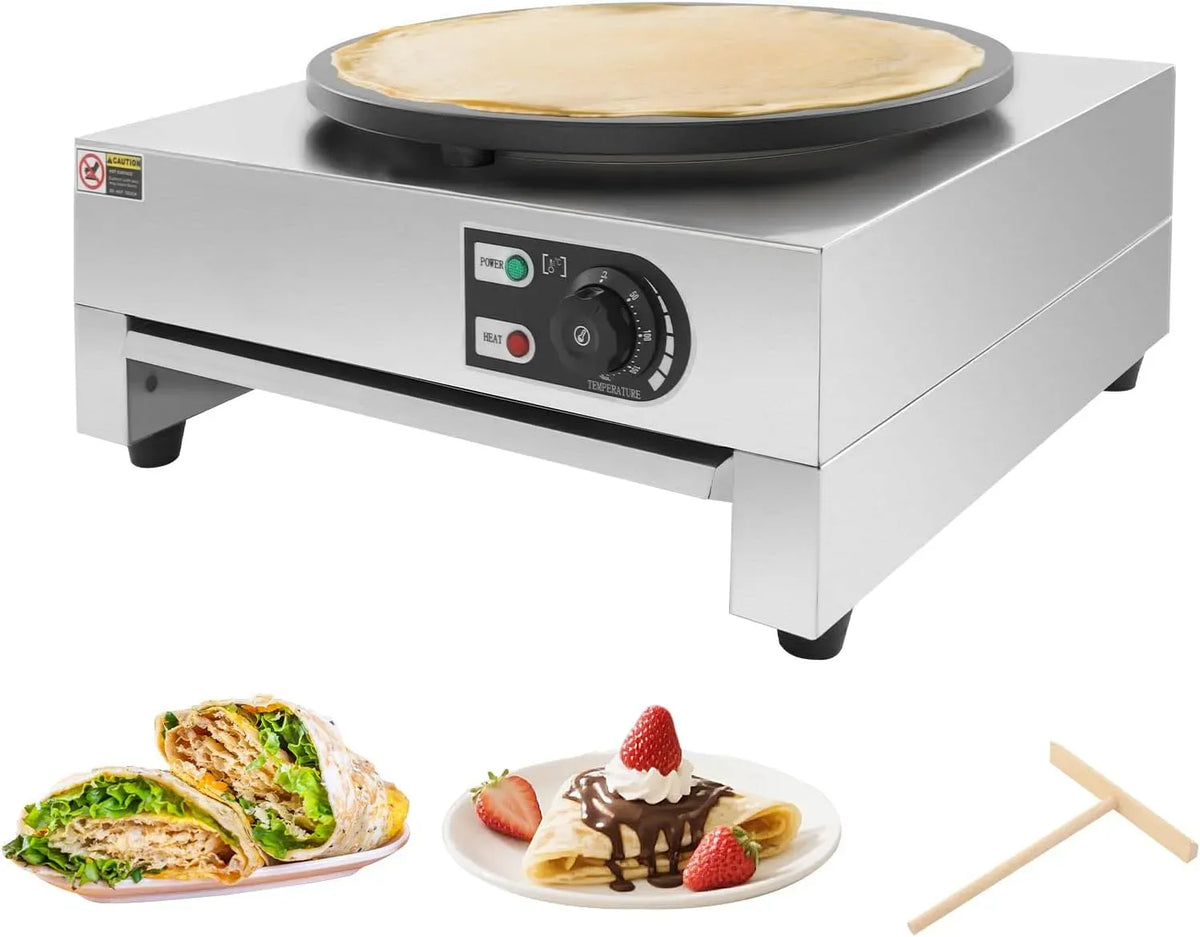 Macchina per Crepes, Piastra, 3000 W, 50 a 300 °C, professionale, rivestimento antiaderente, funzione riscaldante