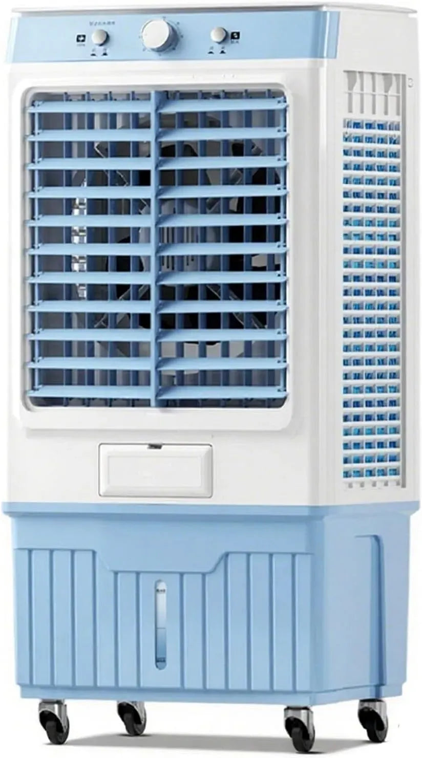 Raffrescatore evaporativo Industriale, Ruote, per Uso Industriale e Domestico, Serbatoio da 60 Litri, 3 velocità