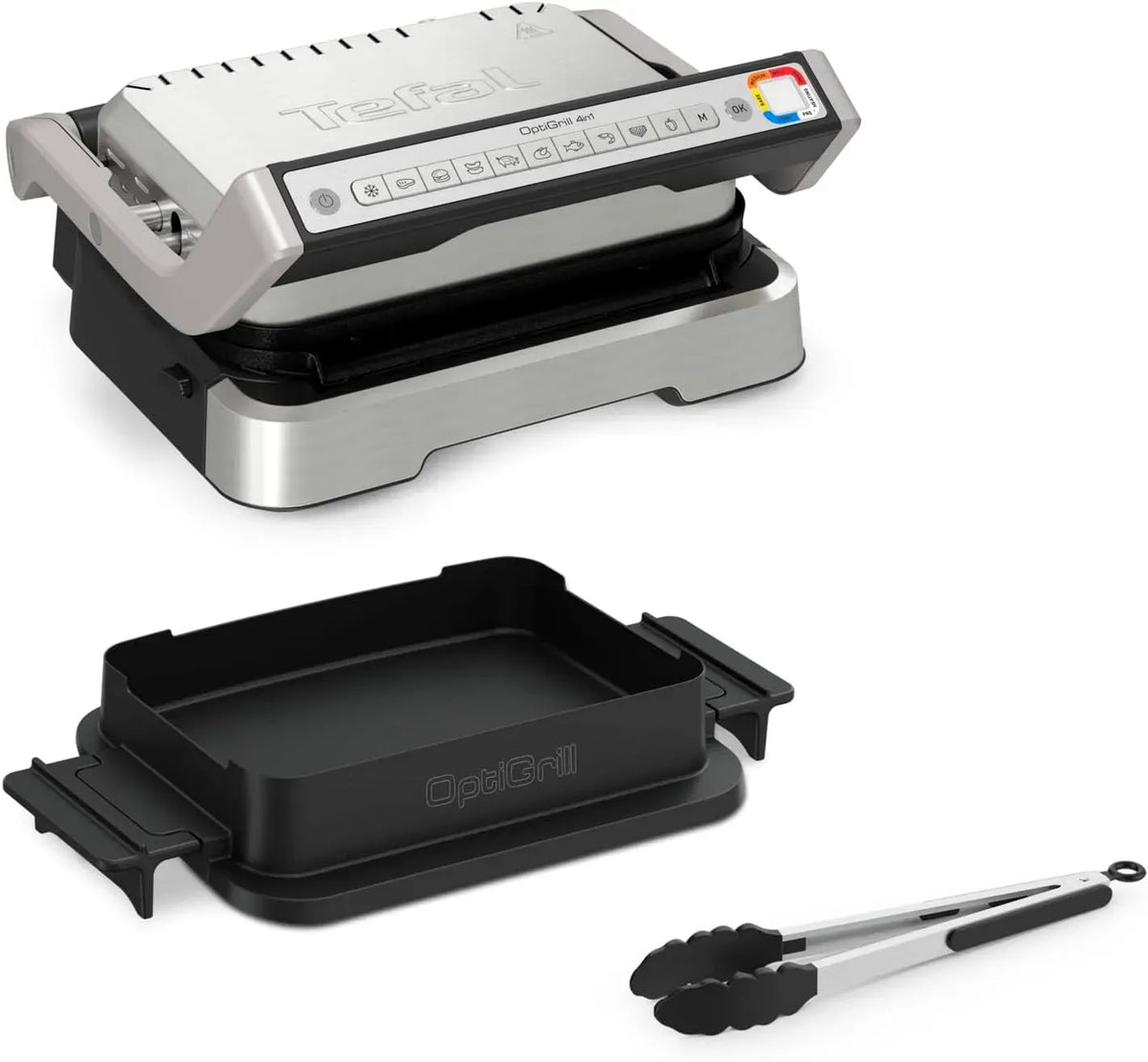Tefal GC776D10 Forno elettrico, 9 programmi, grill, acciaio inox, nero, Griglia a contatto 4 in 1 con vassoio, OptiGrill