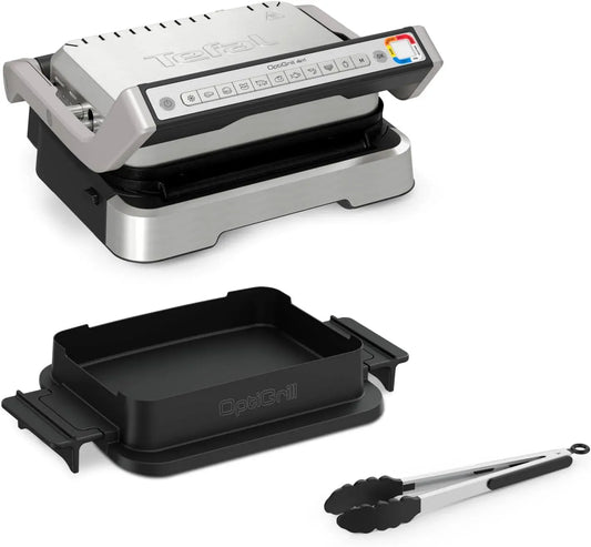 Tefal GC776D10 Forno elettrico, 9 programmi, grill, acciaio inox, nero, Griglia a contatto 4 in 1 con vassoio, OptiGrill