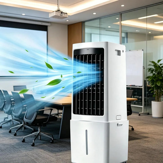 Ventilatore 3-in-1, 12 L, 35 dB, portatile, ruote di trasporto, 3 velocità, oscillazione, ampio serbatoio, rimovibile