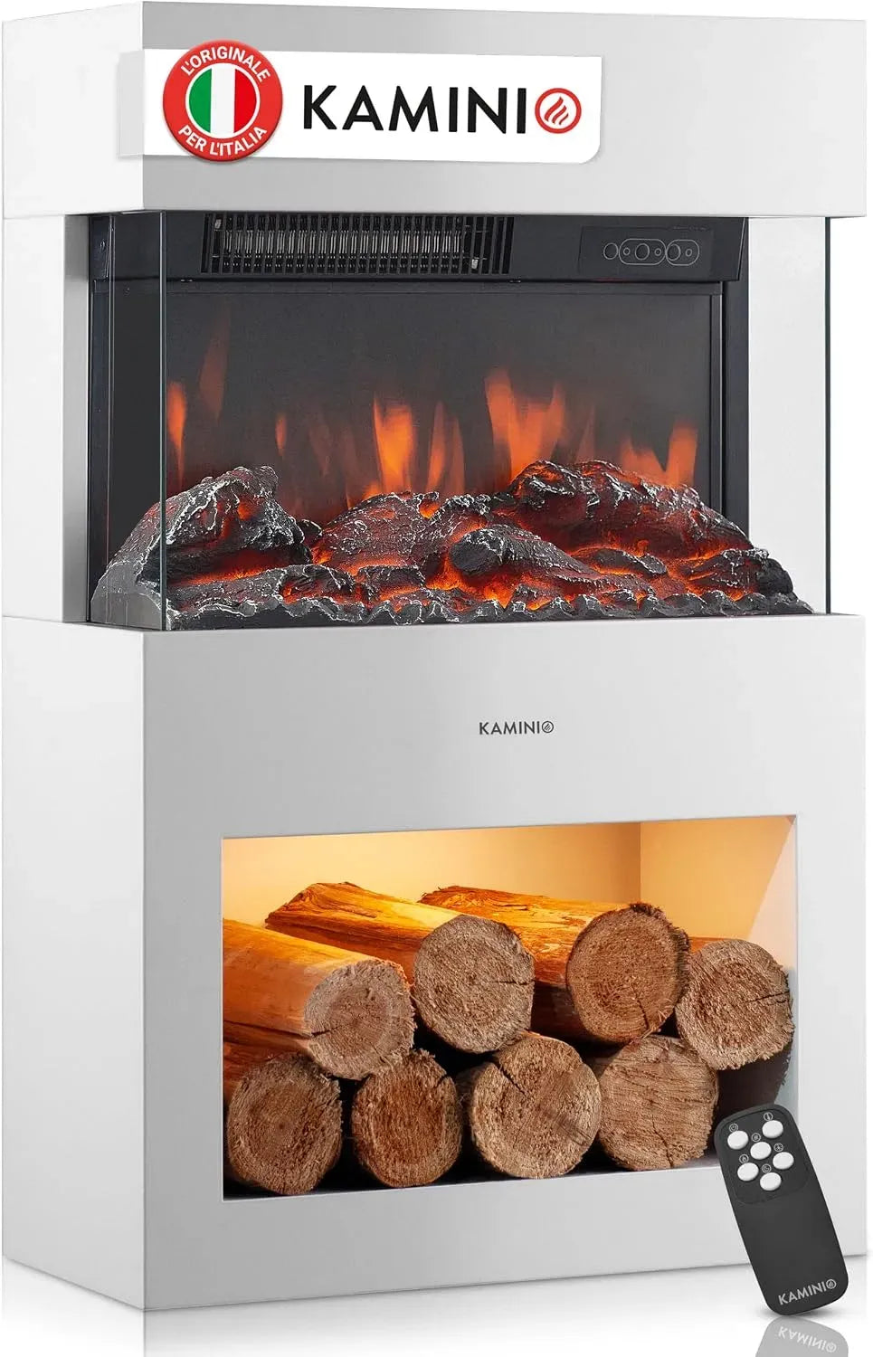 stufa da interno, KAMINIO® Henri Camino elettrico da appoggio Bianco