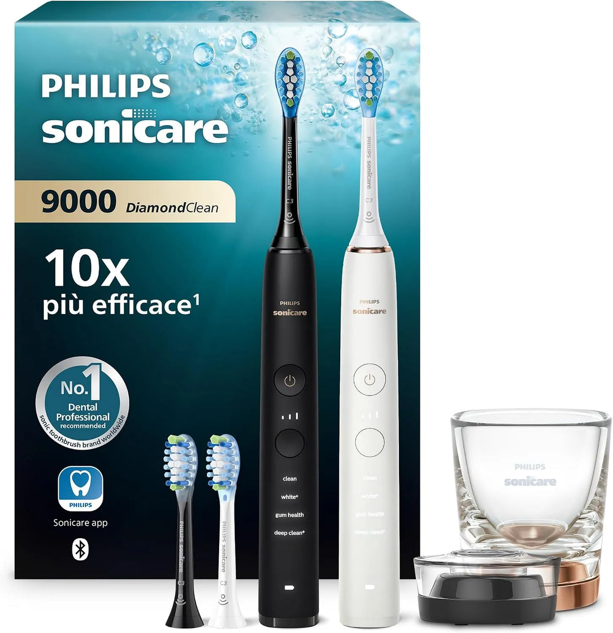 Philips HX9914/61 bicchiere, sensore, spazzolino da denti ricaricabile, pannello IPS, nero