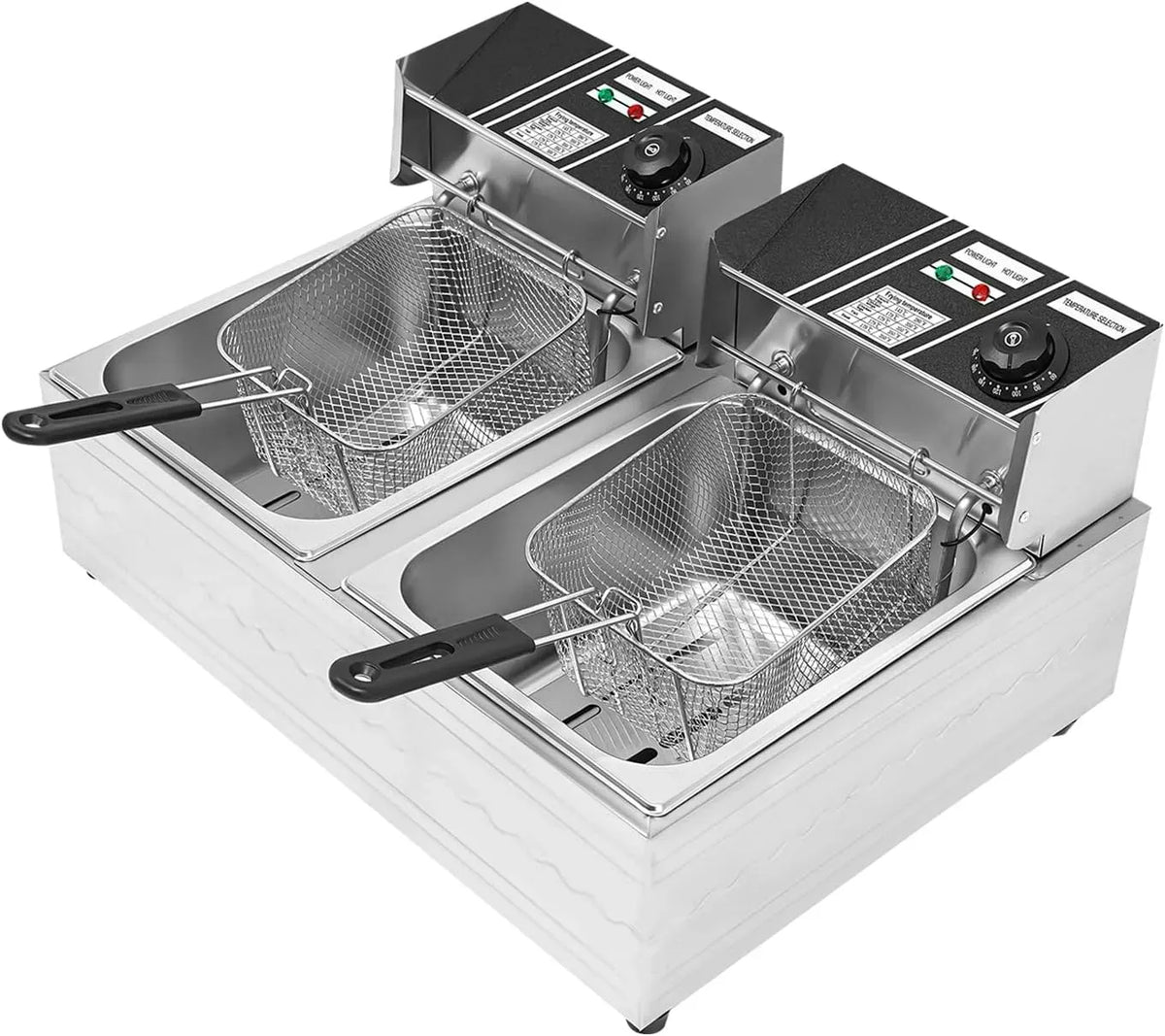 6+6L Dual Tanks Friggitrice elettrica 2500W grande capacità in acciaio inox piano di lavoro cucina friggitrice dotato di cestino e coperchio per