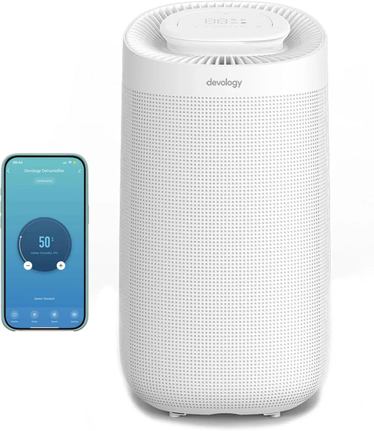 Deumidificatore, 12 L, portatile, timer, Wi-Fi, Timer 24 ore Asciugatura Biancheria, Stampo Elettrico Portatile, App WI-FI