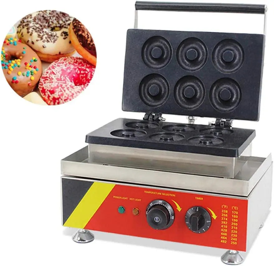 Macchina per ciambelle, 72 x 72 x 12 mm, donut maker, CGOLDENWALL NP-539, rivestimento antiaderente, acciaio inox, 6 pezzi, 1,65 kW