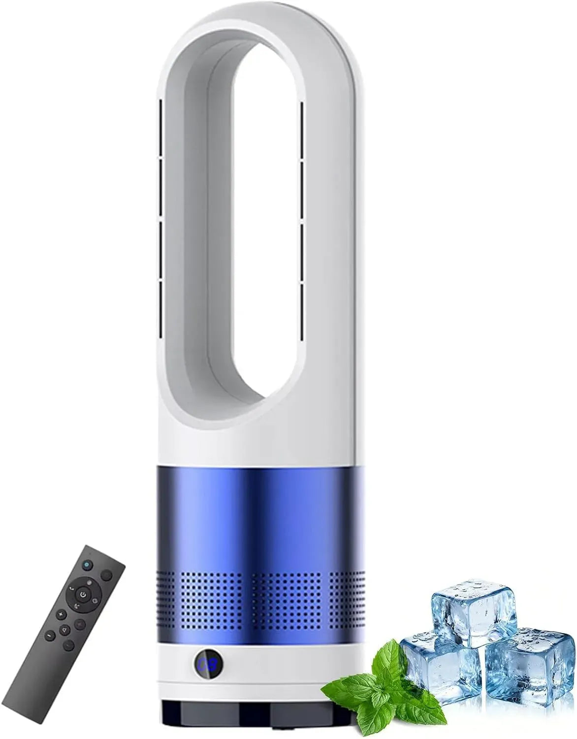 Ventilatore 1-8H, 18 pollici, timer, bianco, Flusso d'Aria Rotante a 80° e Schermo LED