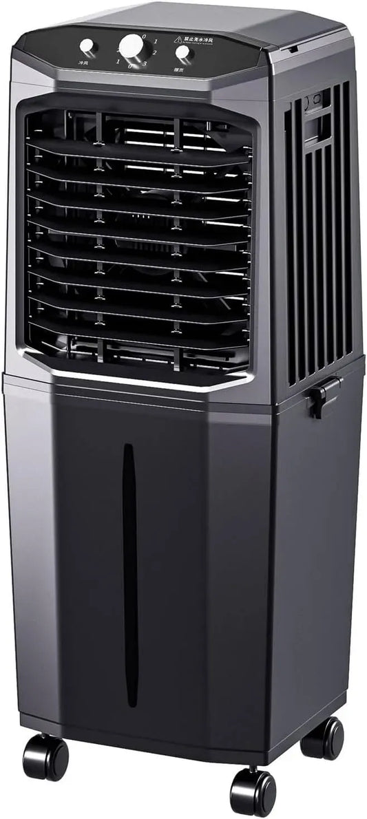 Raffrescatore evaporativo Industriale, per Uso Industriale e Domestico, Serbatoio da 60 Litri, 3 velocità, Oscillazione a 120°, Timer da 12 Ore
