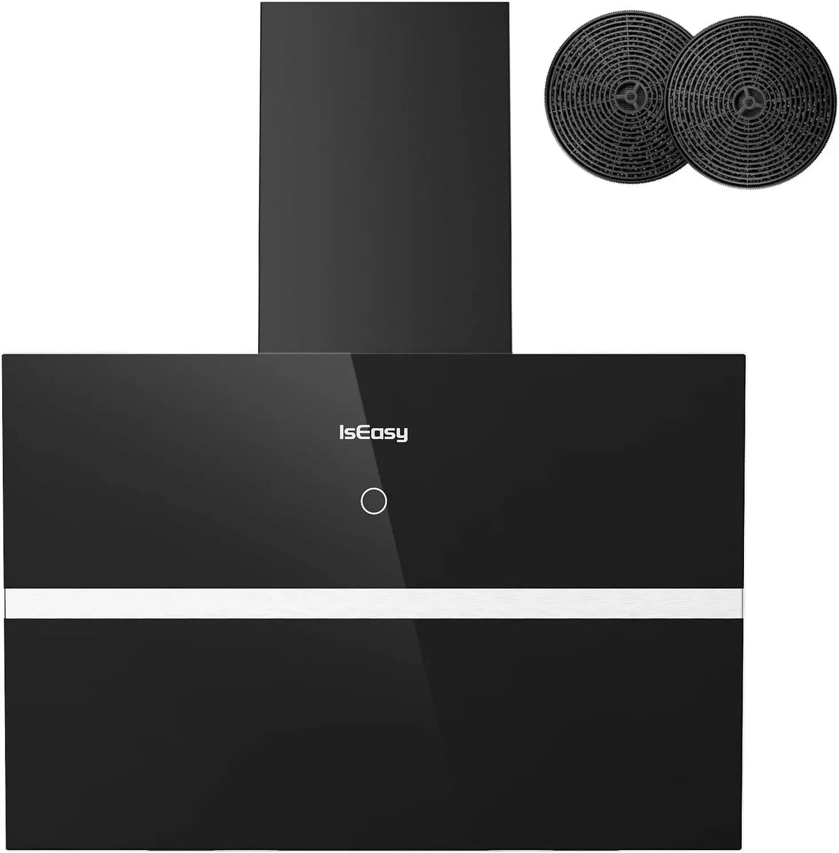 Cappa aspirante, 60 cm, 578 m³/h, 58 dB, cappa da cucina, nero, 1-9 min Ritardo Funzione di Spegnimento, 4 Livelli di Regolazione
