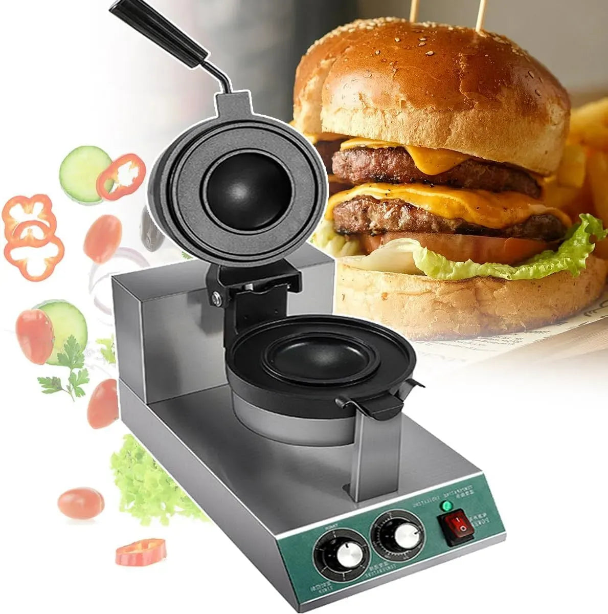 Macchina per hamburger, Macchina per waffle, piastra per panini e sandwich, piastra elettrica per waffle, per hamburger UFO